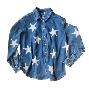 Vintage denim button-down with hand-painted stars